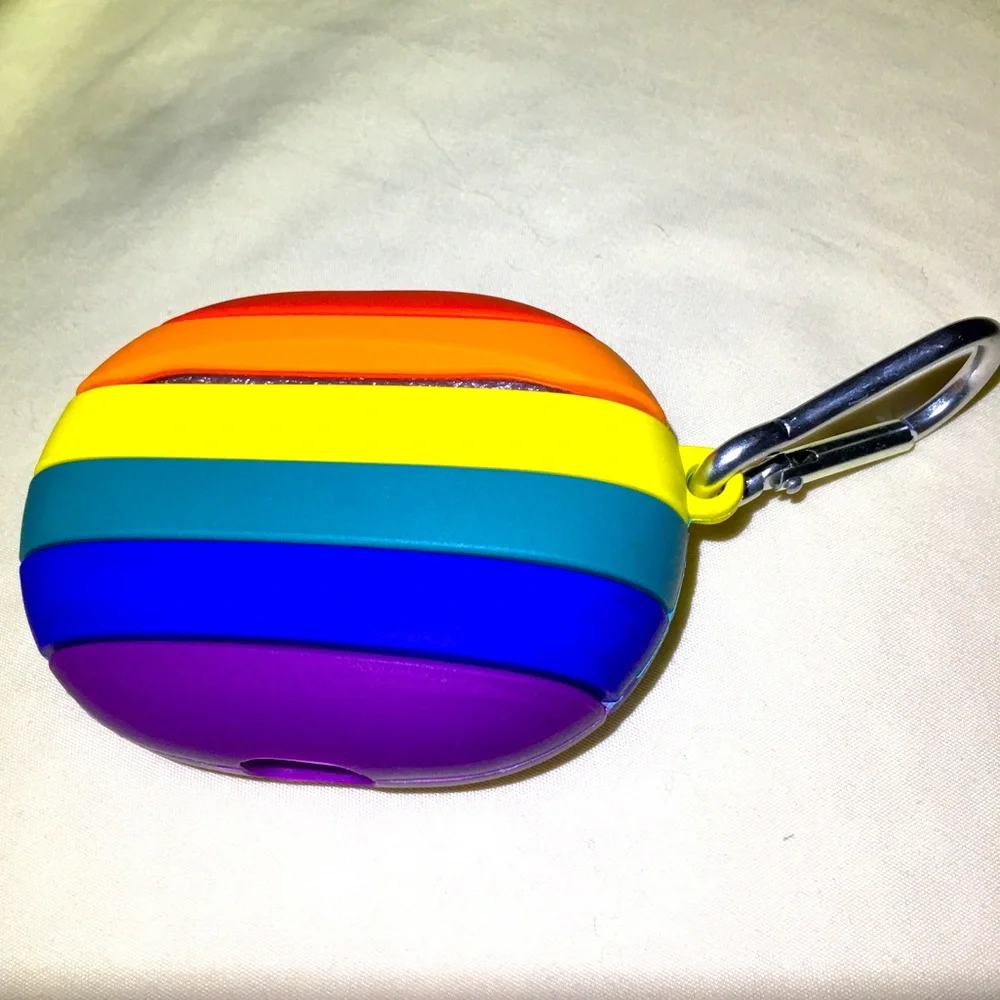 For Beats Studio Wireless Earbuds Soft Silicone RAINBOW Case Cover Keychain /131